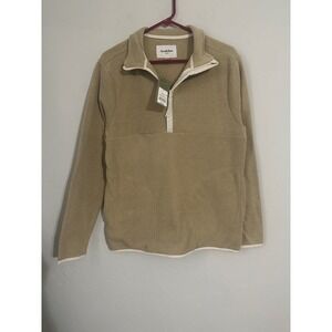 NWT! Goodfellow & Co Mens Tan Fleece‎ Half Zip Pullover Sweatshirt Size S